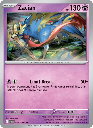 Losse Pokémonkaart 045/094 - Zacian - Phantasmal Flames - [Rare]