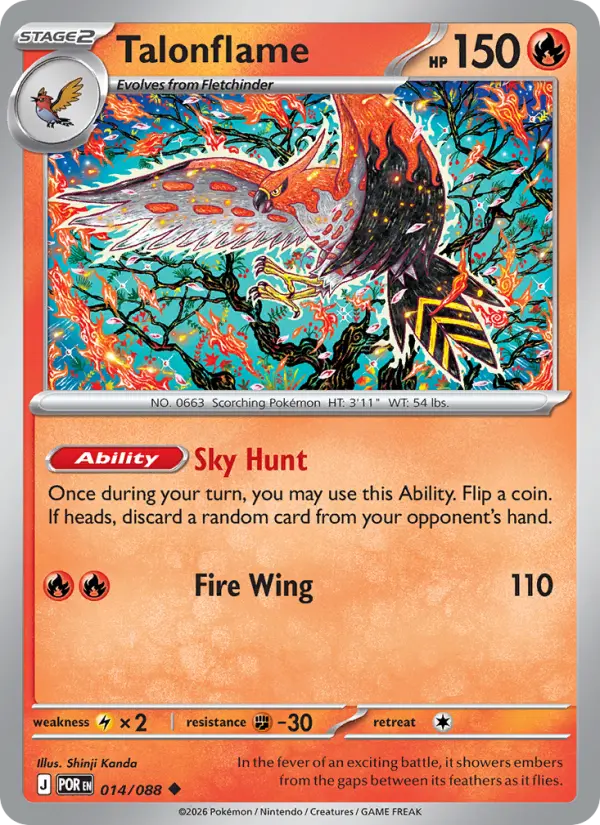 Losse Pokémonkaart 014/088 - Talonflame - Perfect Order - [Uncommon]