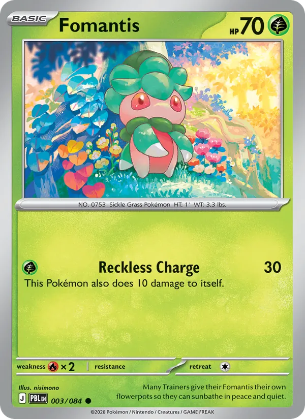 Losse Pokémonkaart 003/084 - Fomantis - Pitch Black - [Common]