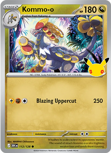 Losse Pokémonkaart 112/128 - Kommo-o - 30th Celebration - [Common]