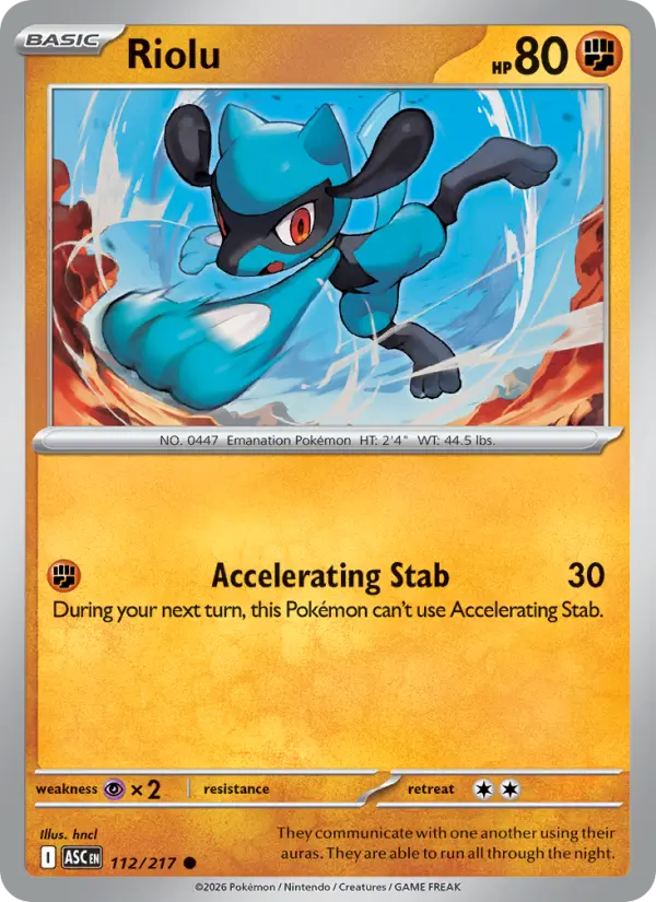 Losse Pokémonkaart 112/217 - Riolu - Ascended Heroes - [Common]
