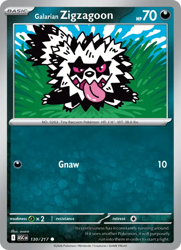 Losse Pokémonkaart 130/217 - Galarian Zigzagoon - Ascended Heroes - [Common]