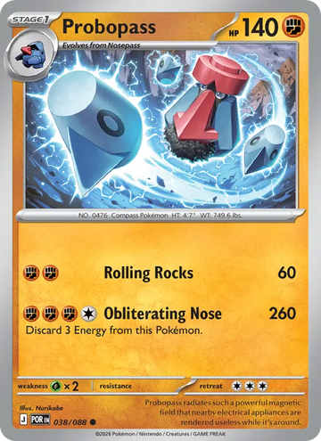 Losse Pokémonkaart 038/088 - Probopass - Perfect Order - [Common]