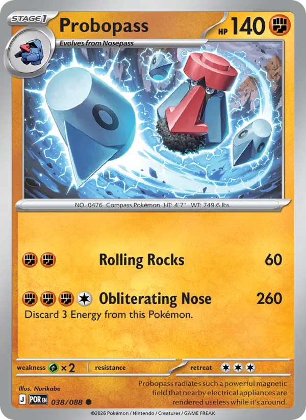 Losse Pokémonkaart 038/088 - Probopass - Perfect Order - [Common]