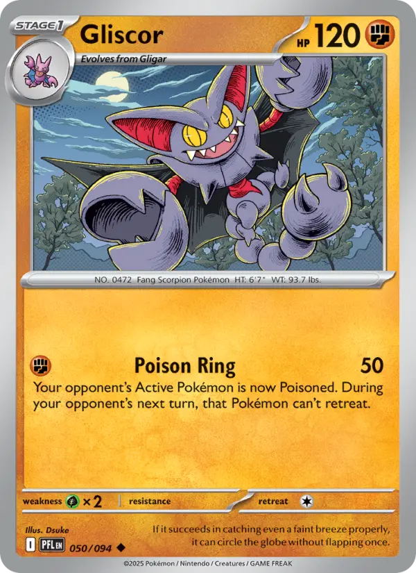 Losse Pokémonkaart 050/094 - Gliscor - Phantasmal Flames - [Uncommon]