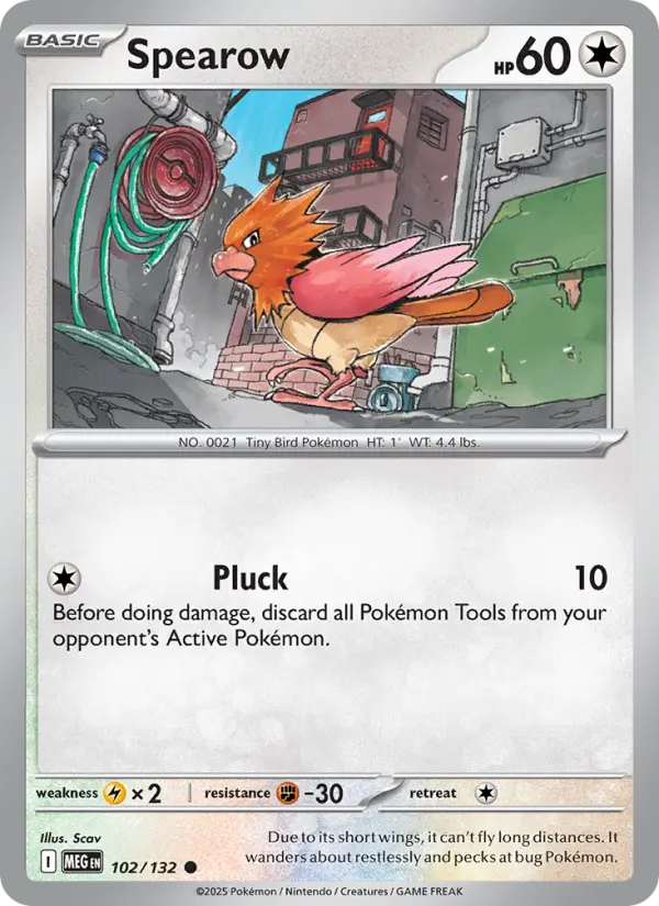 Losse Pokémonkaart 102/132 - Spearow - Mega Evolution - [Common]