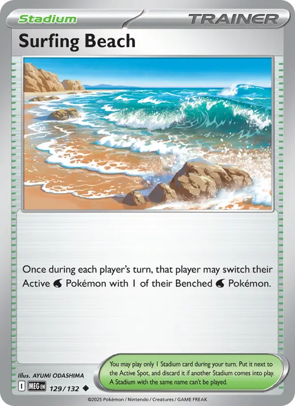 Losse Pokémonkaart 129/132 - Surfing Beach - Mega Evolution - [Uncommon]