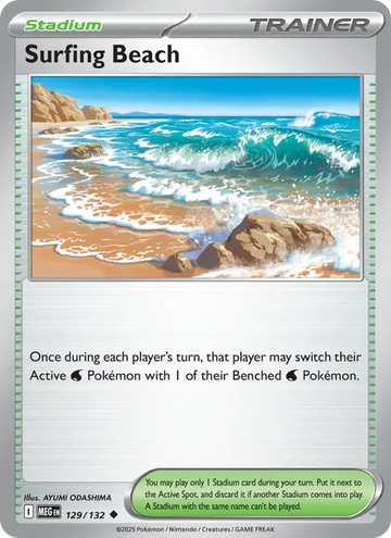 Losse Pokémonkaart 129/132 - Surfing Beach - Mega Evolution - [Uncommon]