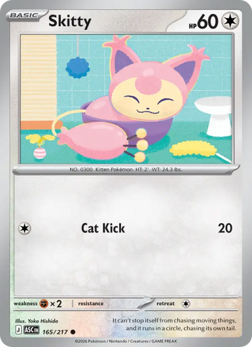 Losse Pokémonkaart 165/217 - Skitty - Ascended Heroes - [Common] - Loveball Reverse Holo