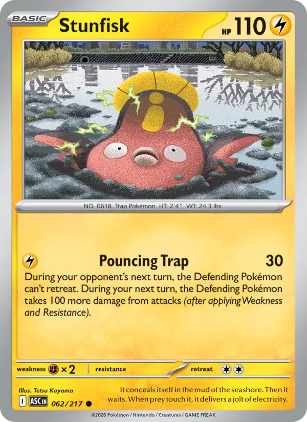 Losse Pokémonkaart 062/217 - Stunfisk - Ascended Heroes - [Common] - Energy Reverse Holo