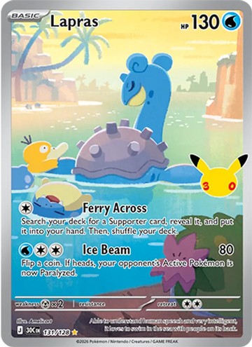 Losse Pokémonkaart 131/128 - Lapras - 30th Celebration - [Illustration rare]