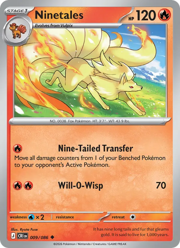 Losse Pokémonkaart 009/086 - Ninetales - Chaos Rising - [Uncommon]