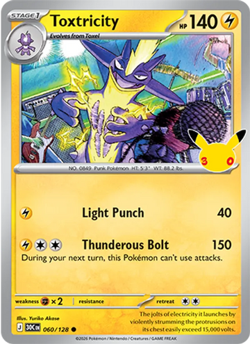 Losse Pokémonkaart 060/128 - Toxtricity - 30th Celebration - [Common]