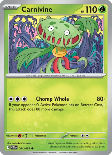 Losse Pokémonkaart 004/086 - Carnivine - Chaos Rising - [Common]
