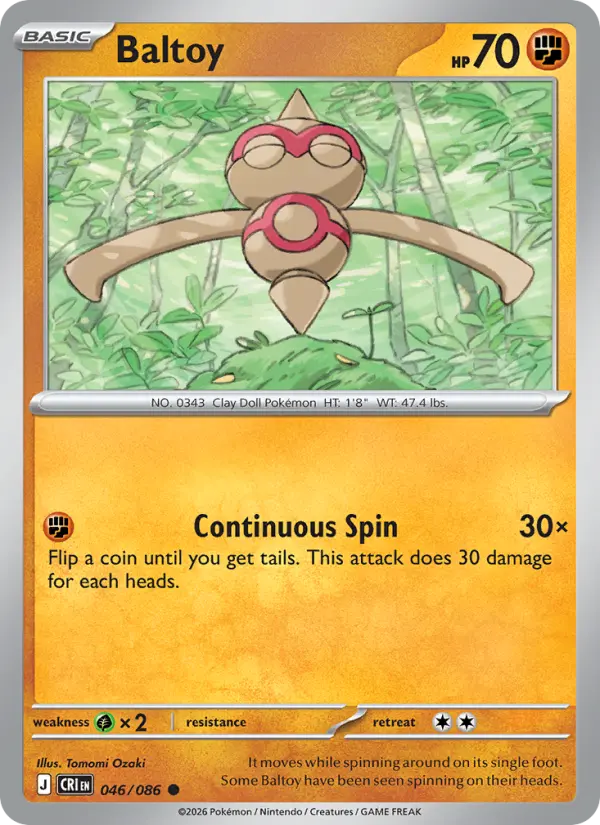 Losse Pokémonkaart 046/086 - Baltoy - Chaos Rising - [Common] - Reverse Holo