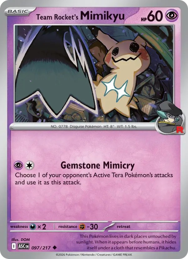 Losse Pokémonkaart 097/217 - Team Rocket's Mimikyu - Ascended Heroes - [Uncommon]