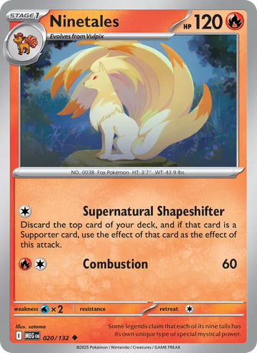 Losse Pokémonkaart 020/132 - Ninetales - Mega Evolution - [Uncommon]