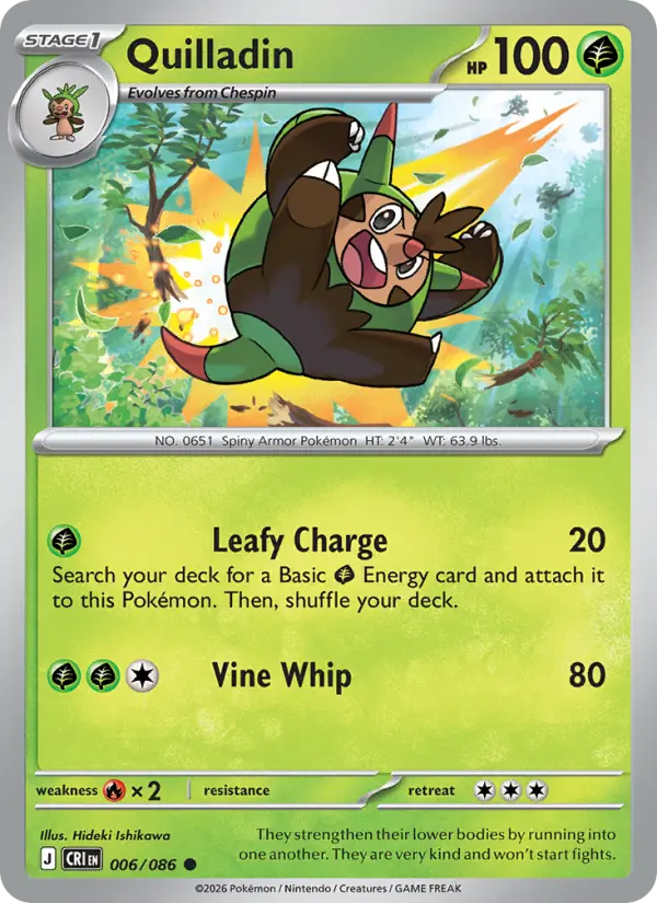 Losse Pokémonkaart 006/086 - Quilladin - Chaos Rising - [Common]