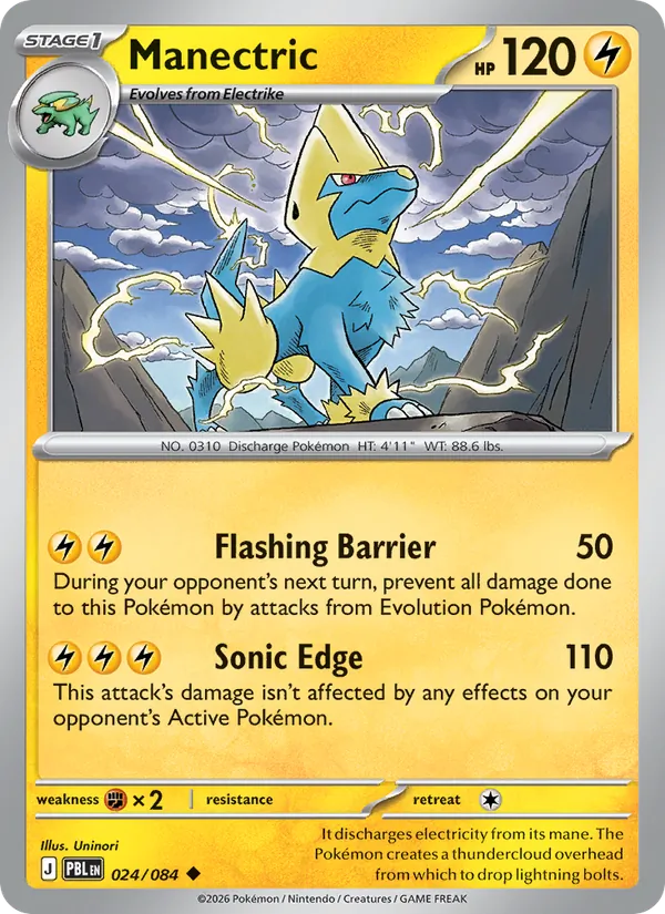 Losse Pokémonkaart 024/084 - Manectric - Pitch Black - [Uncommon] - Reverse Holo