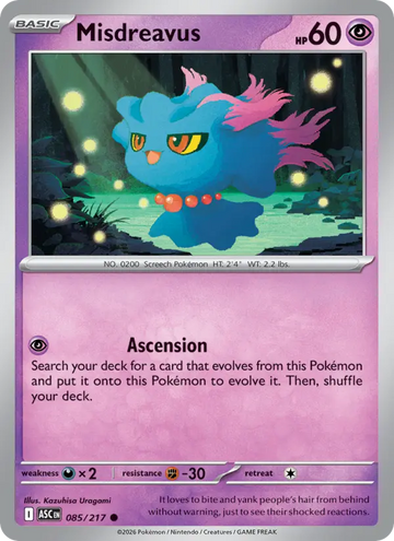 Losse Pokémonkaart 085/217 - Misdreavus - Ascended Heroes - [Common] - Energy Reverse Holo