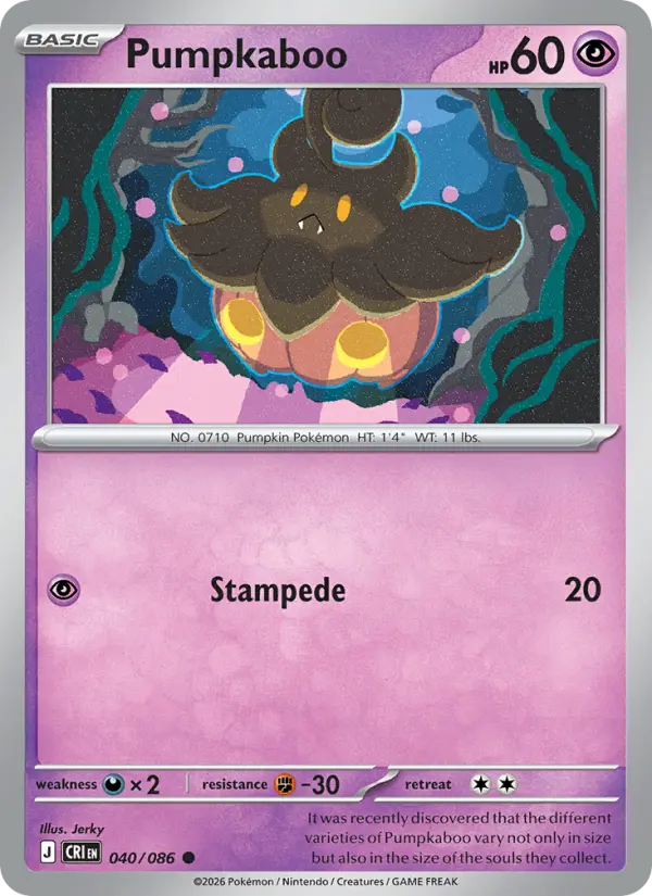 Losse Pokémonkaart 040/086 - Pumpkaboo - Chaos Rising - [Common] - Reverse Holo