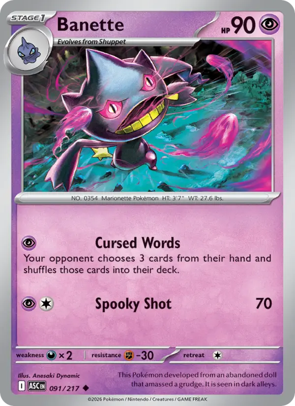 Losse Pokémonkaart 091/217 - Banette - Ascended Heroes - [Uncommon]
