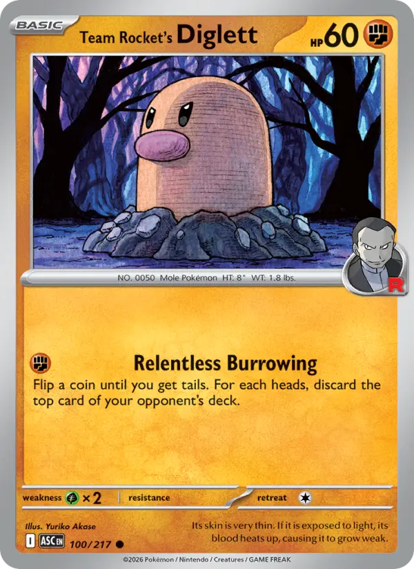 Losse Pokémonkaart 100/217 - Team Rocket's Diglett - Ascended Heroes - [Common]