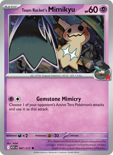 Losse Pokémonkaart 097/217 - Team Rocket's Mimikyu - Ascended Heroes - [Uncommon] - Team-rocket Reverse Holo