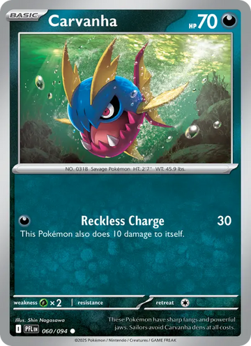 Losse Pokémonkaart 060/094 - Carvanha - Phantasmal Flames - [Common]