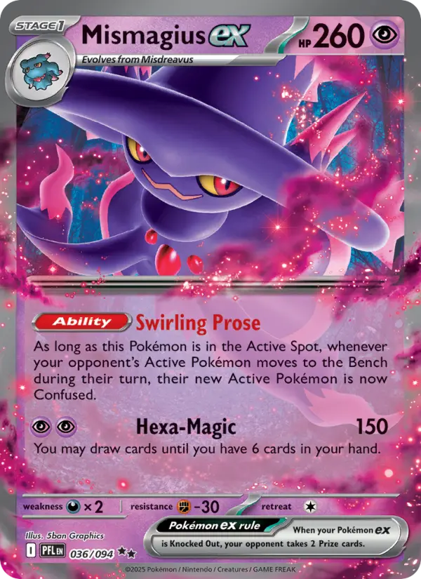 Losse Pokémonkaart 036/094 - Mismagius ex - Phantasmal Flames - [Double rare]