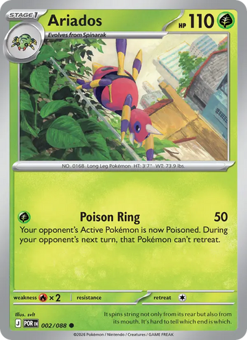 Losse Pokémonkaart 002/088 - Ariados - Perfect Order - [Common]