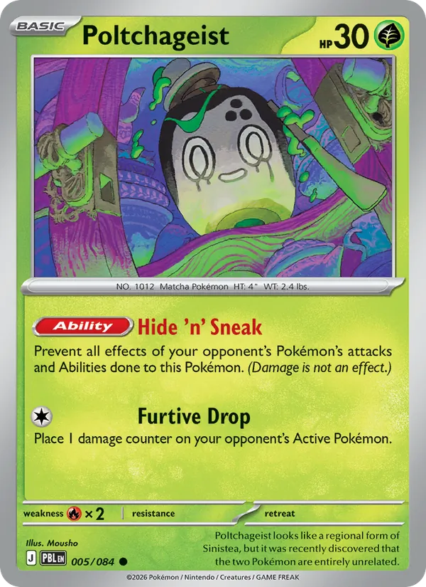 Losse Pokémonkaart 005/084 - Poltchageist - Pitch Black - [Common] - Reverse Holo