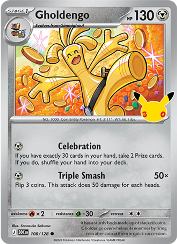 Losse Pokémonkaart 108/128 - Gholdengo - 30th Celebration - [Common]