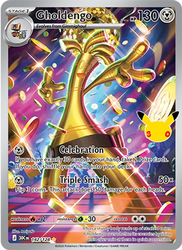 Losse Pokémonkaart 142/128 - Gholdengo - 30th Celebration - [Illustration rare]