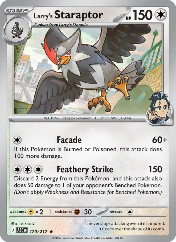 Losse Pokémonkaart 170/217 - Larry's Staraptor - Ascended Heroes - [Rare]
