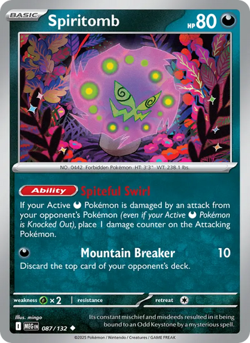 Losse Pokémonkaart 087/132 - Spiritomb - Mega Evolution - [Uncommon]