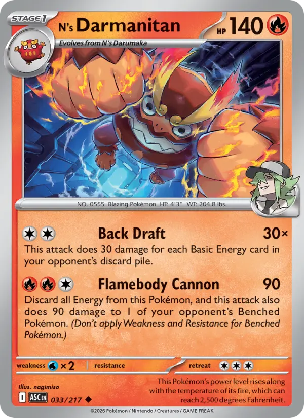 Losse Pokémonkaart 033/217 - N's Darmanitan - Ascended Heroes - [Uncommon]