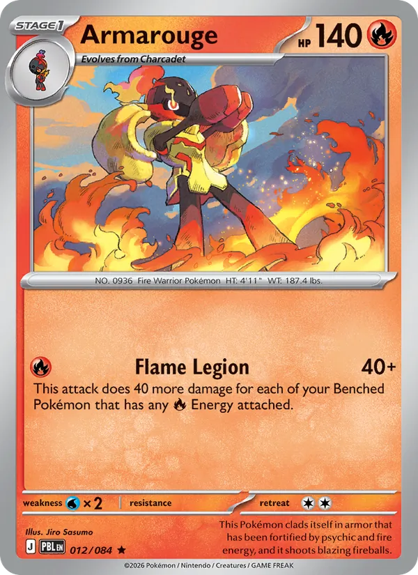 Losse Pokémonkaart 012/084 - Armarouge - Pitch Black - [Rare] - Reverse Holo