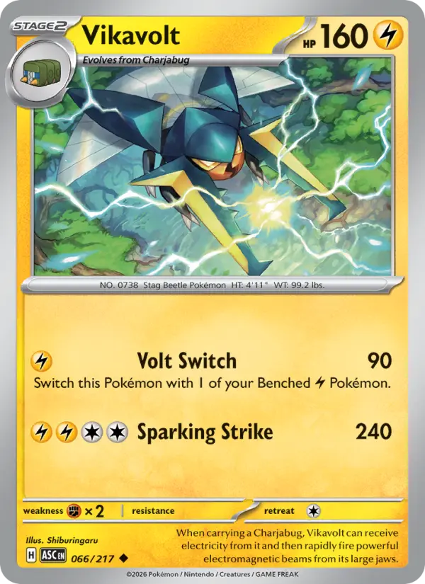 Losse Pokémonkaart 066/217 - Vikavolt - Ascended Heroes - [Uncommon] - Quickball Reverse Holo
