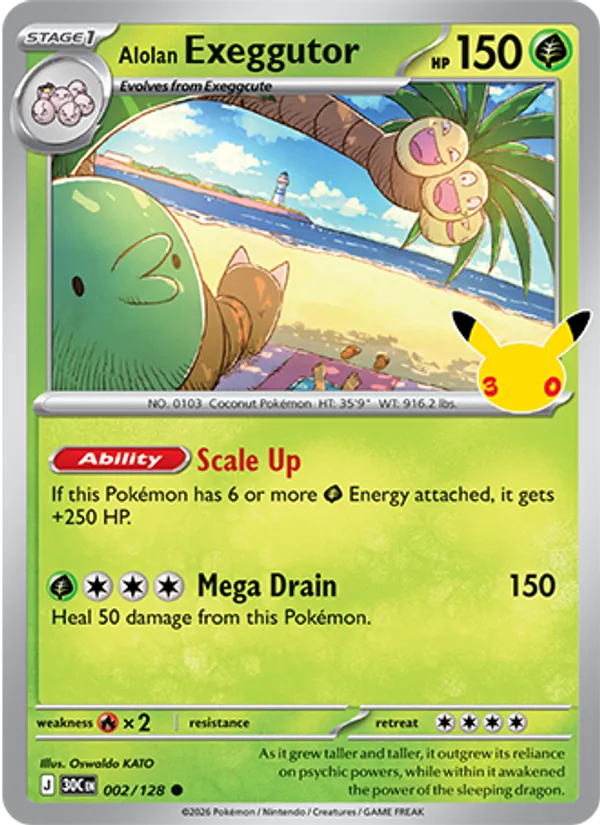 Losse Pokémonkaart 002/128 - Alolan Exeggutor - 30th Celebration - [Common]