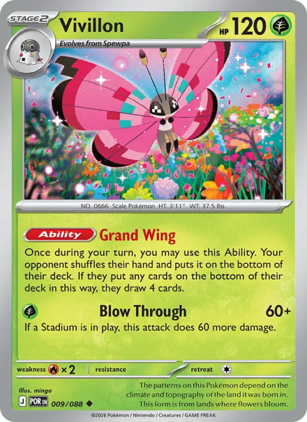 Losse Pokémonkaart 009/088 - Vivillon - Perfect Order - [Uncommon]