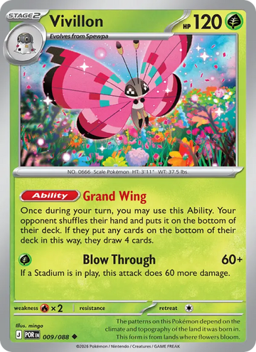 Losse Pokémonkaart 009/088 - Vivillon - Perfect Order - [Uncommon]