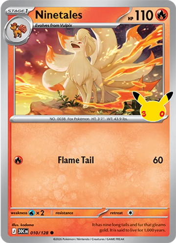 Losse Pokémonkaart 010/128 - Ninetales - 30th Celebration - [Common]
