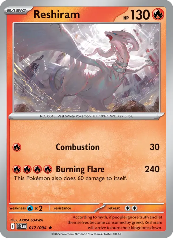 Losse Pokémonkaart 017/094 - Reshiram - Phantasmal Flames - [Rare]