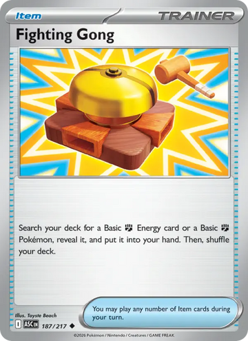 Losse Pokémonkaart 187/217 - Fighting Gong - Ascended Heroes - [Uncommon]