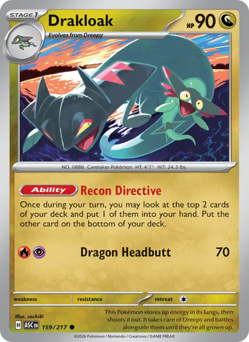 Losse Pokémonkaart 159/217 - Drakloak - Ascended Heroes - [Common] - Quickball Reverse Holo