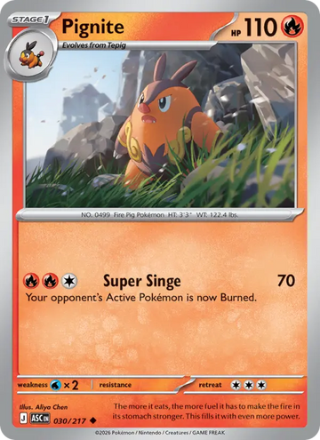 Losse Pokémonkaart 030/217 - Pignite - Ascended Heroes - [Uncommon] - Friendball Reverse Holo