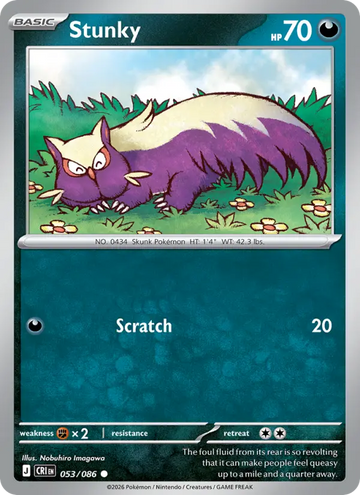 Losse Pokémonkaart 053/086 - Stunky - Chaos Rising - [Common]