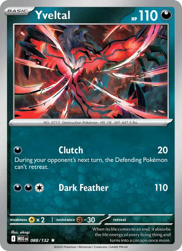 Losse Pokémonkaart 088/132 - Yveltal - Mega Evolution - [Rare]