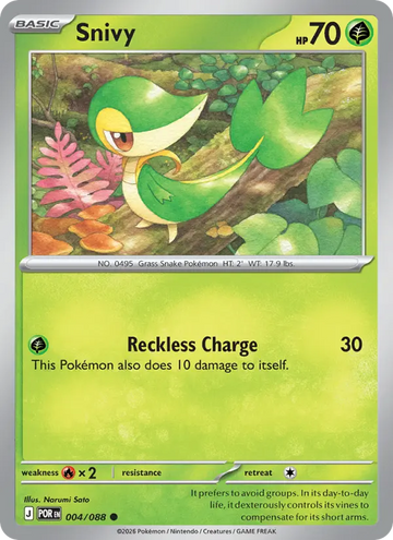 Losse Pokémonkaart 004/088 - Snivy - Perfect Order - [Common]
